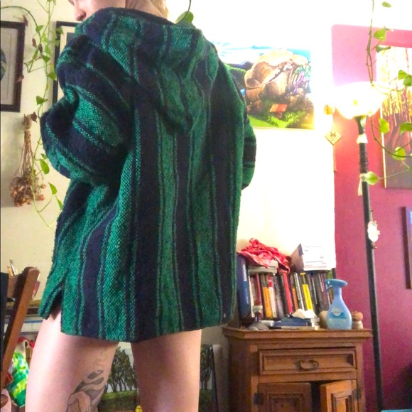 Green and black knit hoodie Medium - Picture 2 of 4